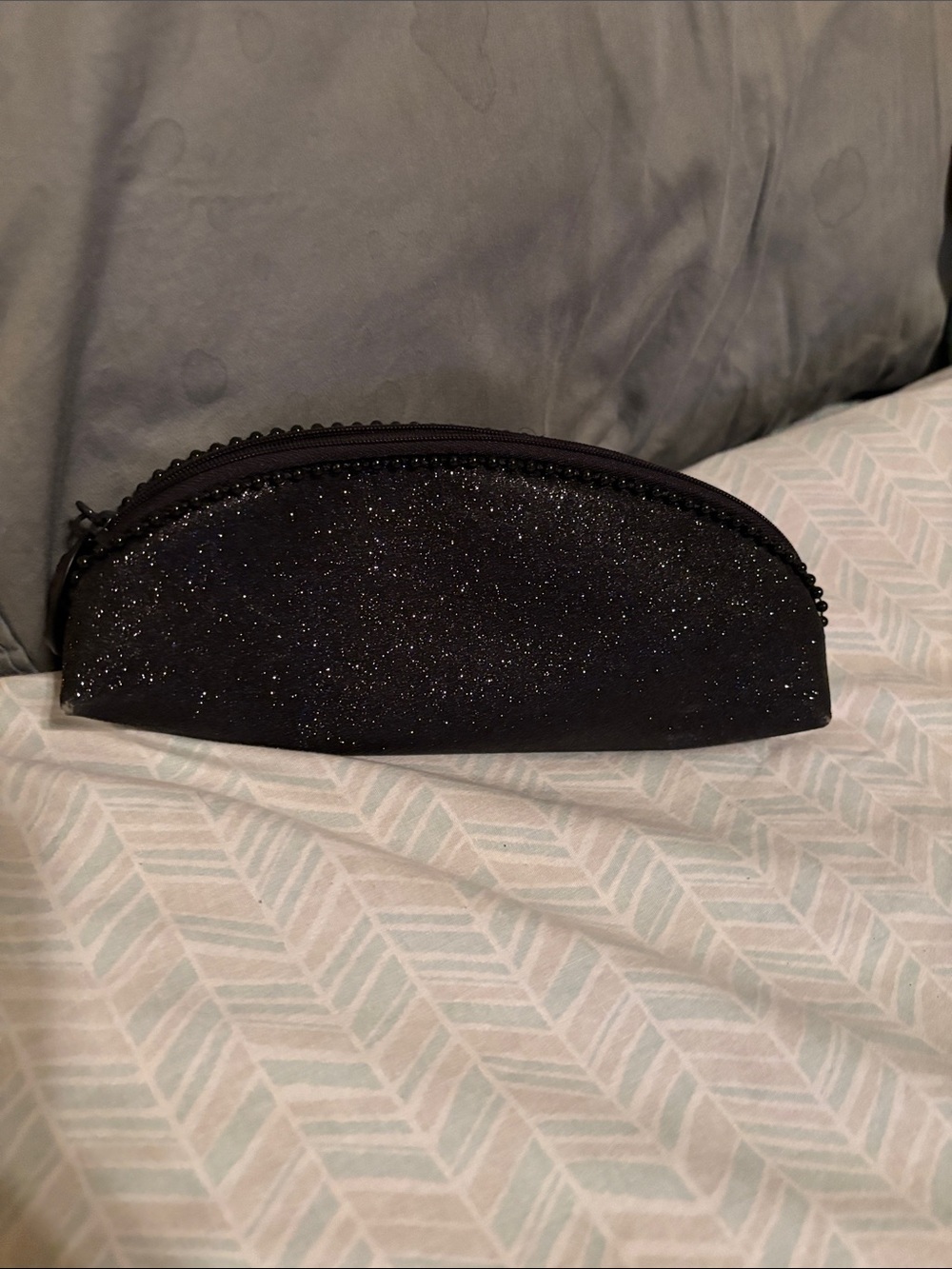 MAC Black Glitter Half-Moon Cosmetic Pouch - Women Bags
